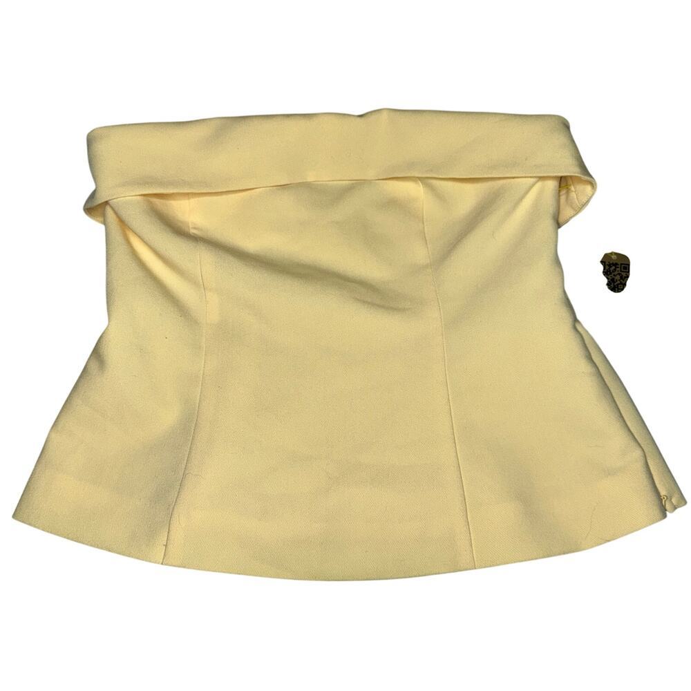 Abercrombie & Fitch Yellow Off The Shoulder Ruffle Smocked Crop Tube Top Size S